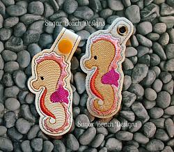 ITH Seahorse Key Fob-Seahorse, Key, Snap, ITH, In the hoop, fob, embroidery, vinyl, svg 